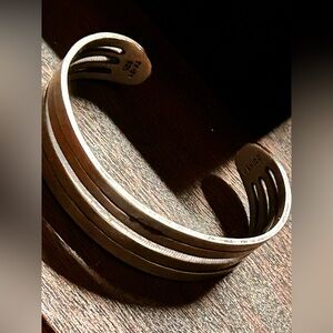 vintage Mexican sterling silver cuff bracelet with multiple rails. “4 Row”